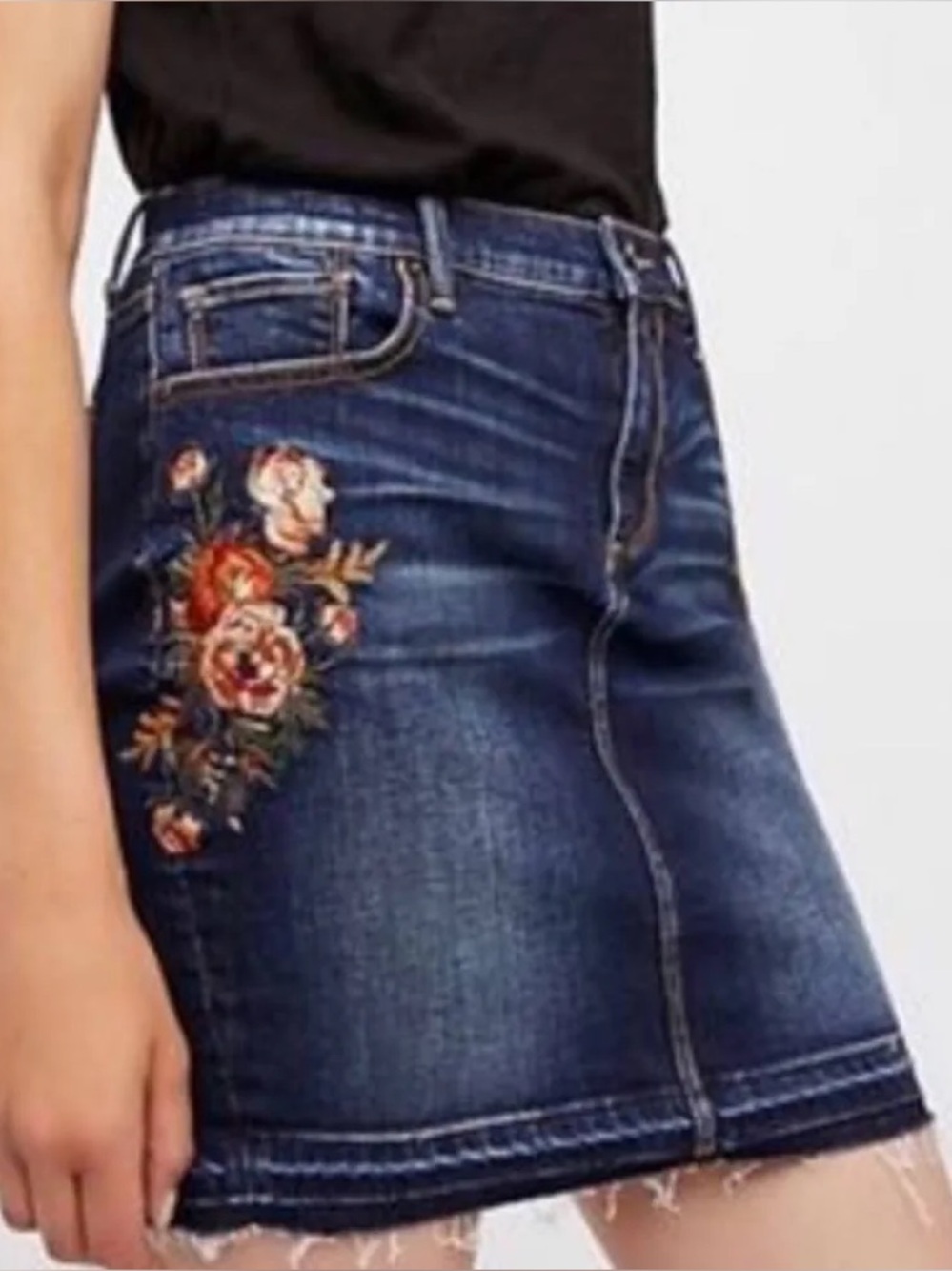 Driftwood Anthropologie Embroidered Denim Skirt 31 (12)